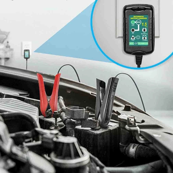Smart Charger Automotive, Trickle Battery Charger Automatic Maintainer 6V 12V for Vehicles and Powersports