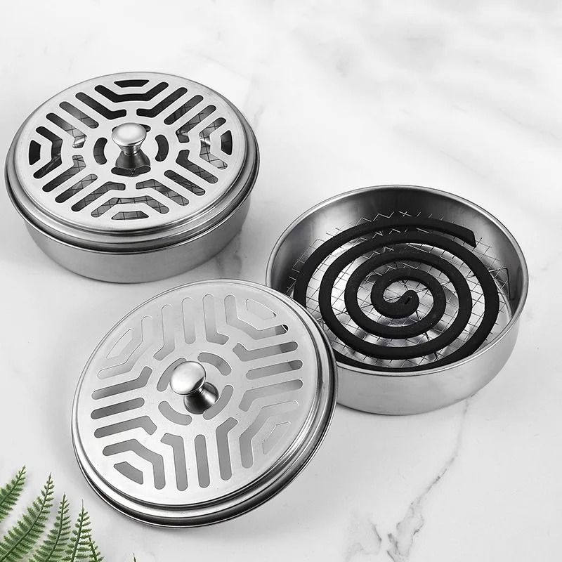 Stainless Steel Mosquito Coil Holder with Protective Cover