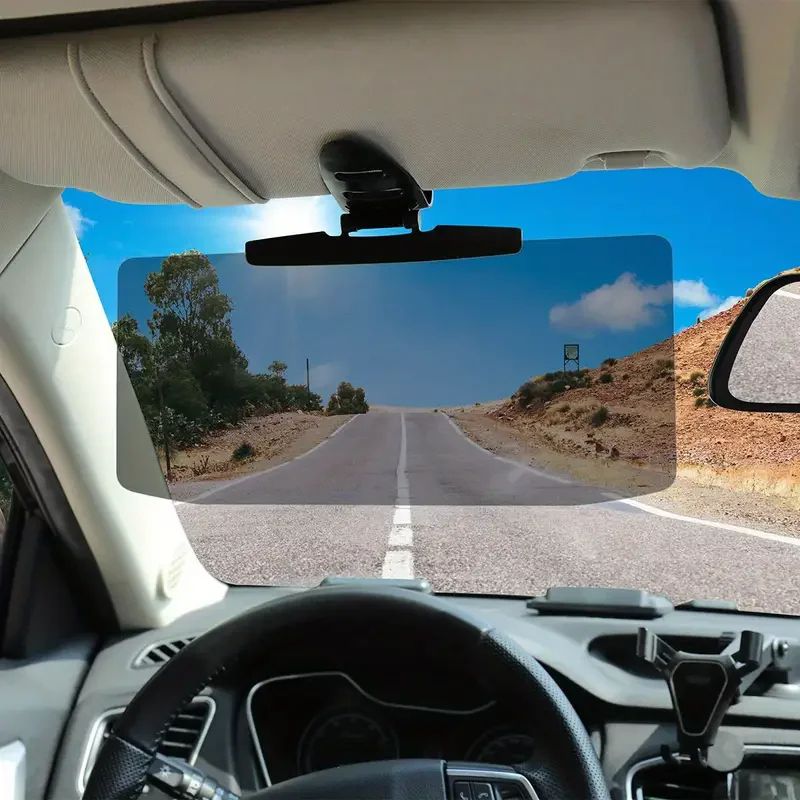 Car Mounted Anti Glare Mirror with Anti UV Sunshade, Vehicle Strong Light Visor for Safer Day and Night Driving