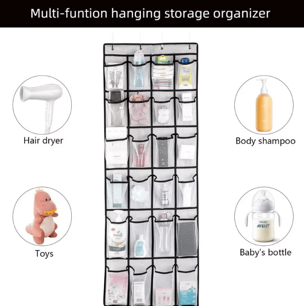 Over-the-Door 24 Pocket Shoe Organizer – Large Mesh Hanging Storage Rack