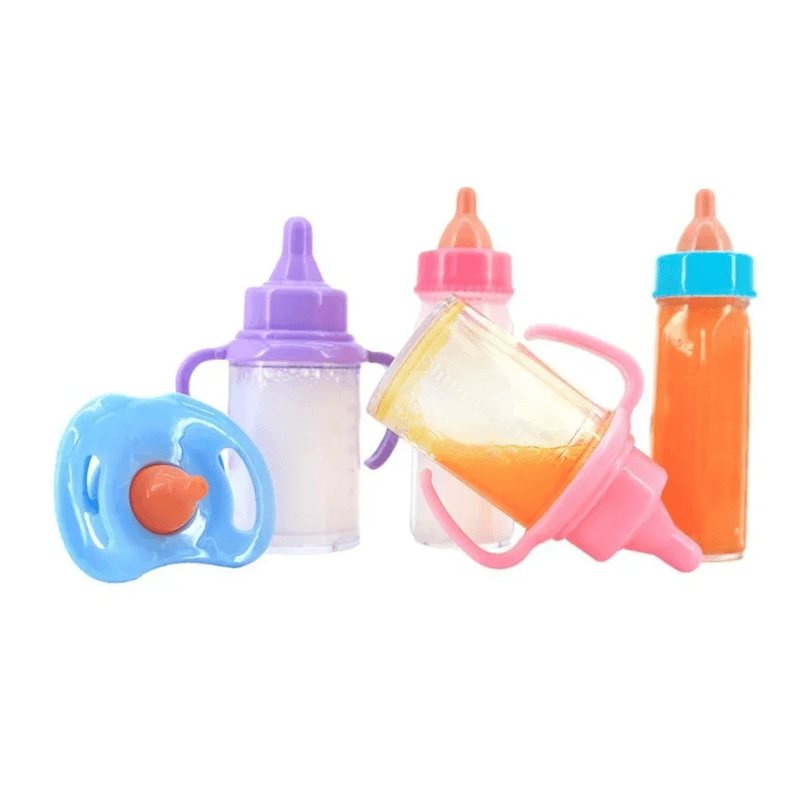 Baby Doll Feeding Bottle Set Toy Milk Juice Bottles with Pacifier