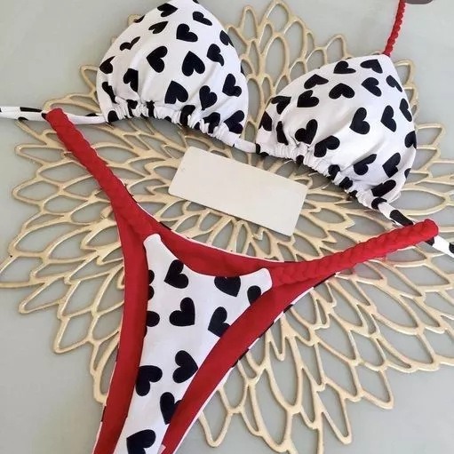 Women's Fashion G-string Bikini, New Split Print Swimwear, Beach Holiday
