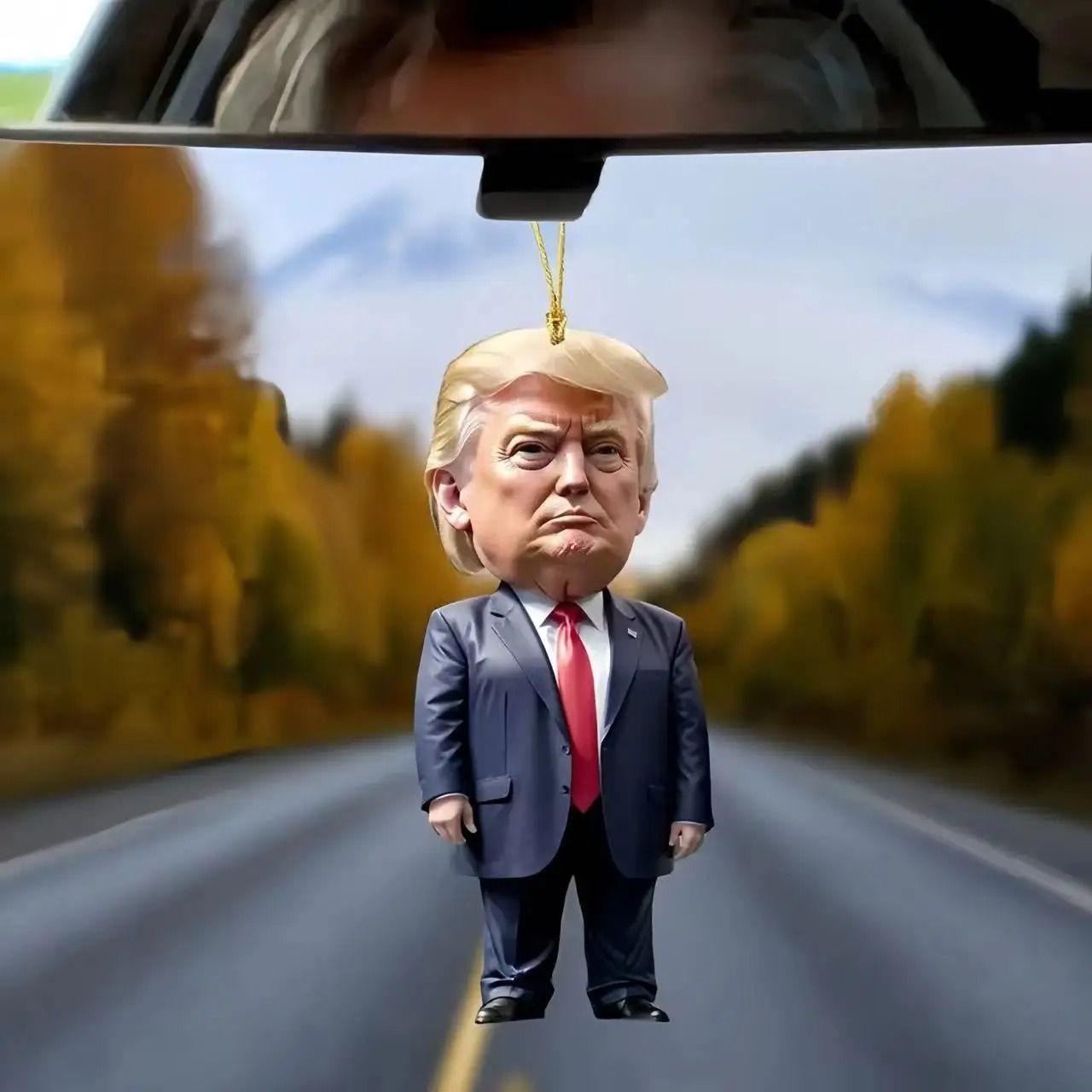 Trump-Inspired Acrylic Christmas Hanging Ornament for Car and Tree – Funny Cartoon Pendant, Perfect Holiday Gift