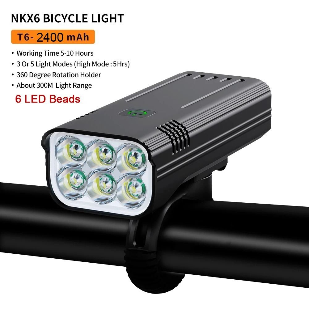 Rechargeable Bike Light Set 10000mAh 3600 Lumens LED Front and Rear Lights