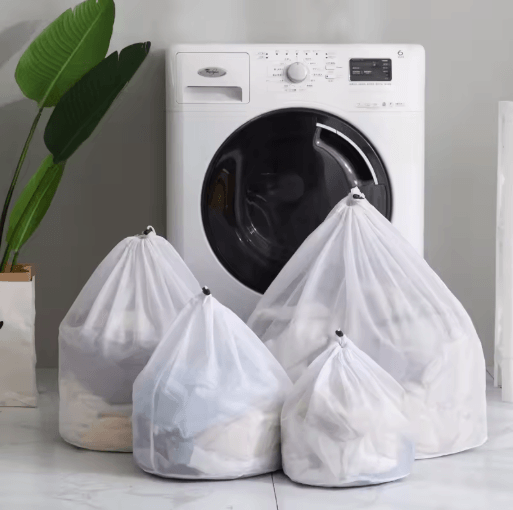 Durable Drawstring Mesh Laundry Bag Fine and Coarse Garment Protector for Delicates and Storage