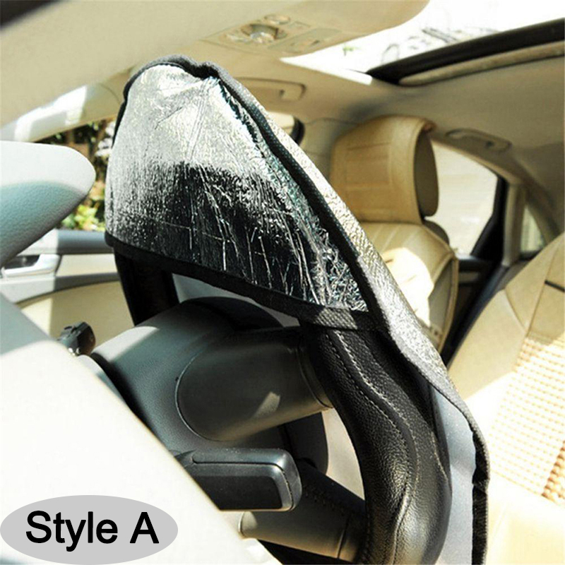 Car Steering Wheel Sun Shade, Double Thick Sun Protection, Anti-UV, Foldable Sunscreen Cover, Silver, Car Steering Wheel