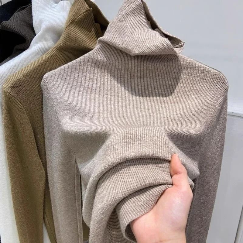 Womens Slim Fit Turtleneck Knitted Sweater for Autumn and Winter