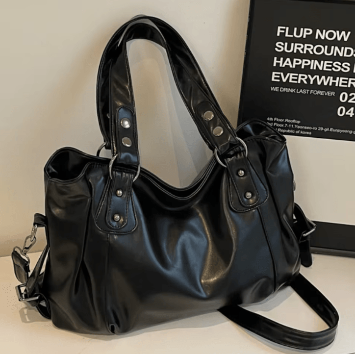 Retro Large Capacity Shoulder Bag for Women Classic Luxury PU Leather Tote and Crossbody