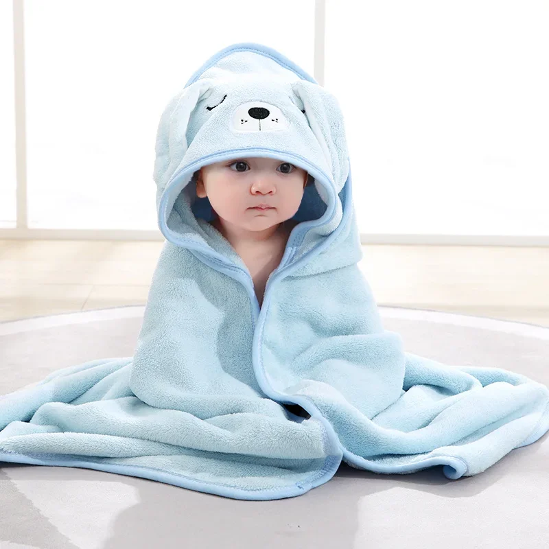 Toddler Bathrobe Warm Sleeping Swaddle Wrap Baby Hooded Bath Towels Cartoon Animal Soft Towel Blanket