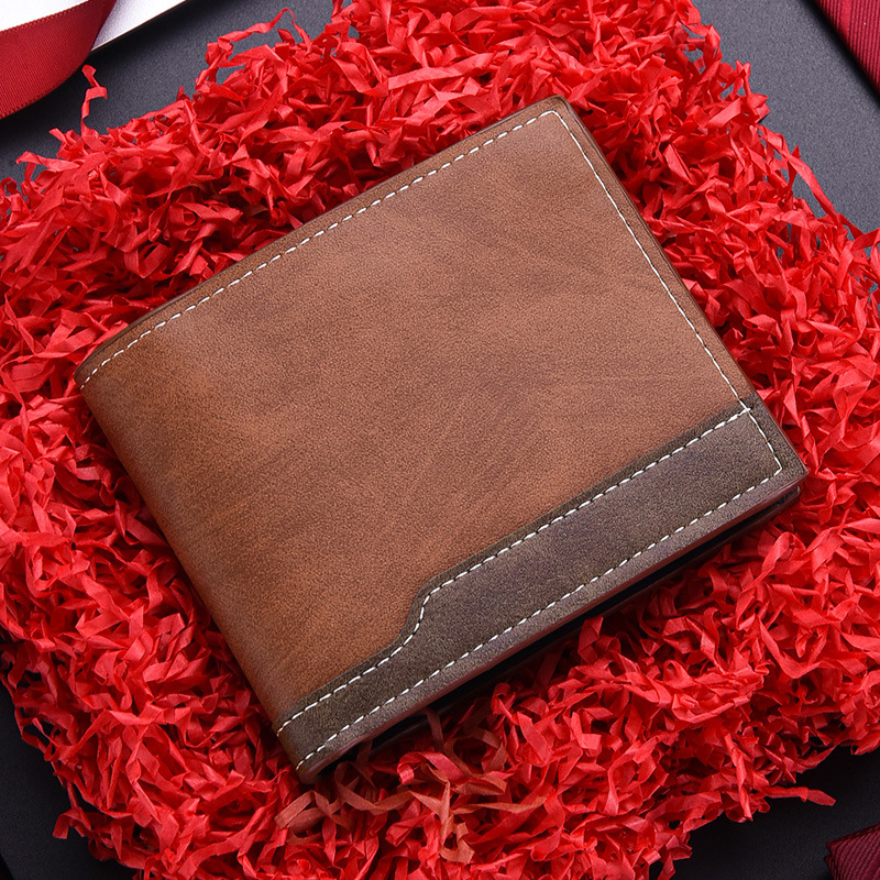 Retro PU Leather Mens Wallet Two Fold Design with Coin Purse and ID Card Holder