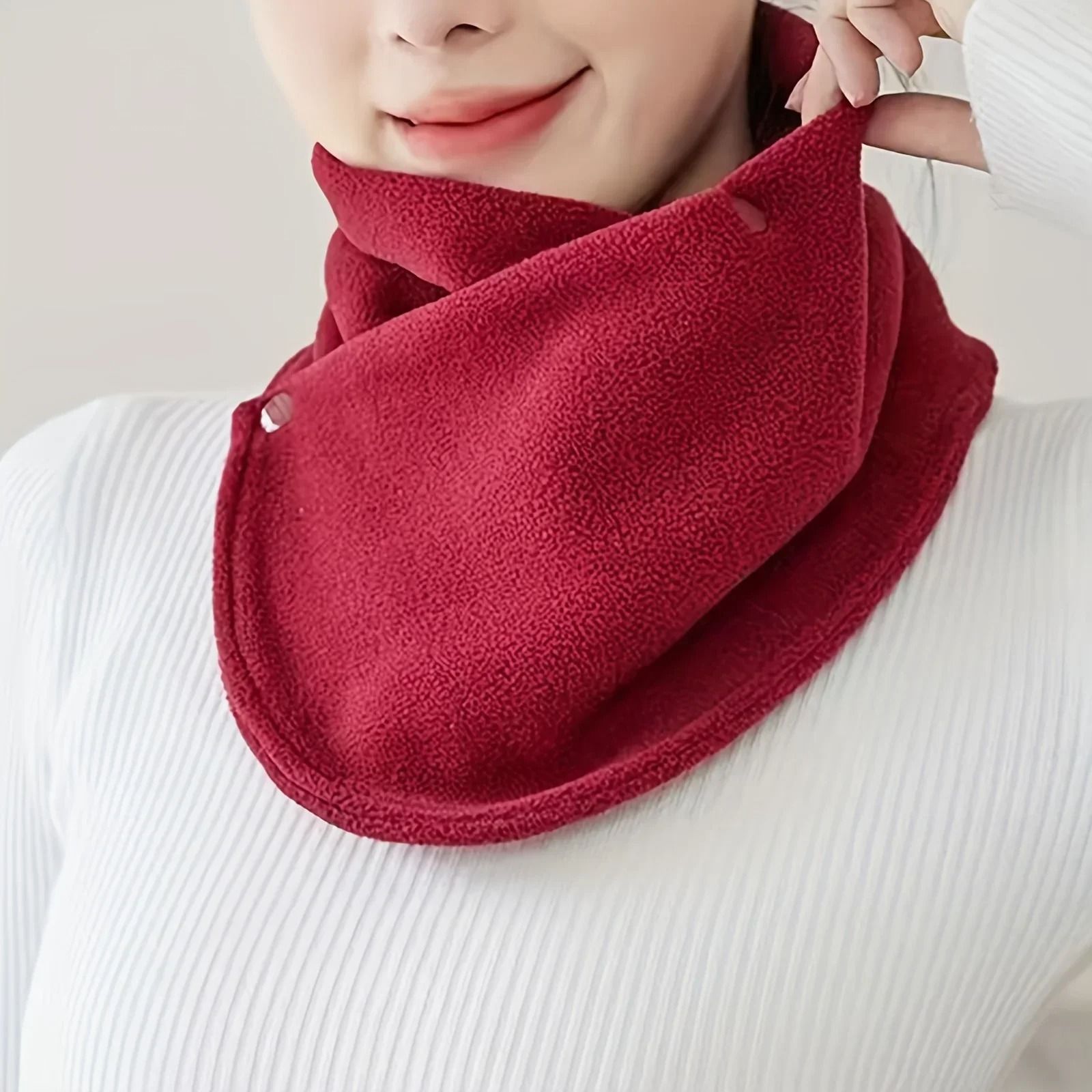 Velvet Thermal Neck Warmer Snap Button Winter Windproof Scarf