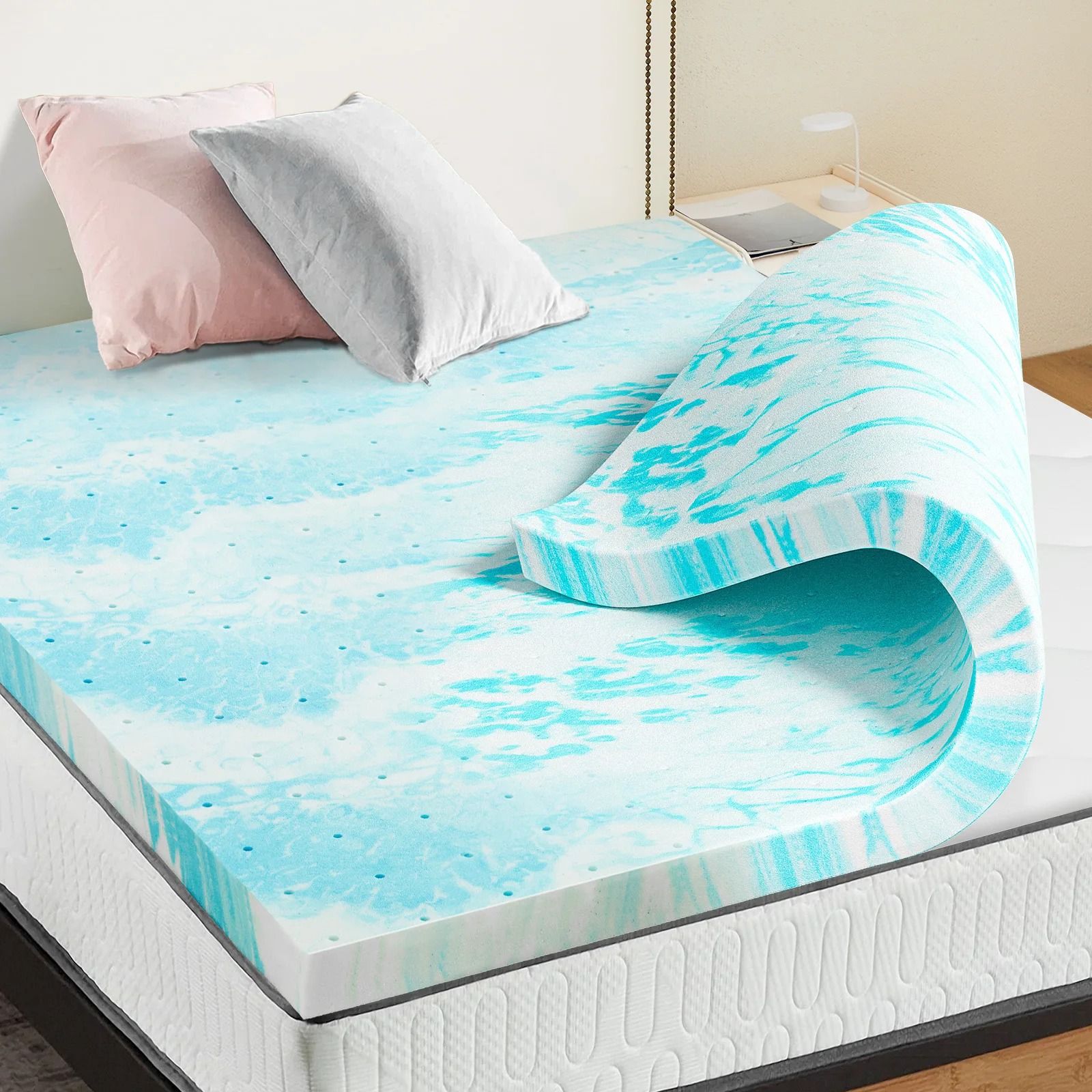 Gel Memory Foam Mattress Topper Full Size 2 to 3 Inch Cooling and Breathable Bed Topper