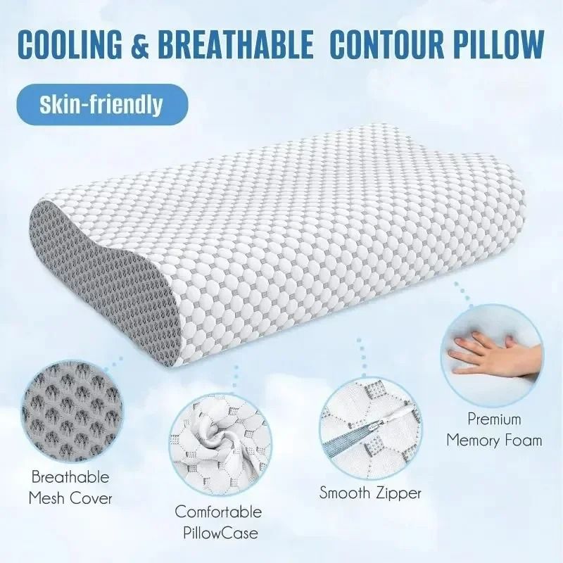 Neck and Shoulder Pain Relief Memory Foam Pillow Slow Rebound Breathable Deep Sleep Neck Pillow