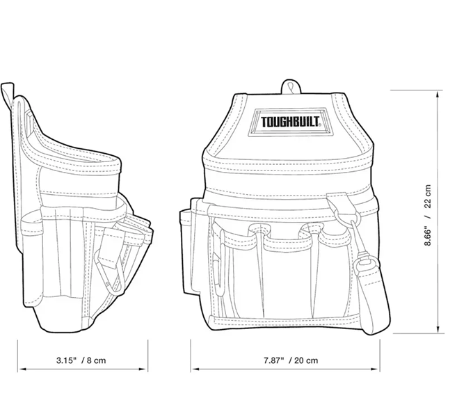 Toughbuilt Electrician Tool Pouch with Padded Belt and Shoulder Strap