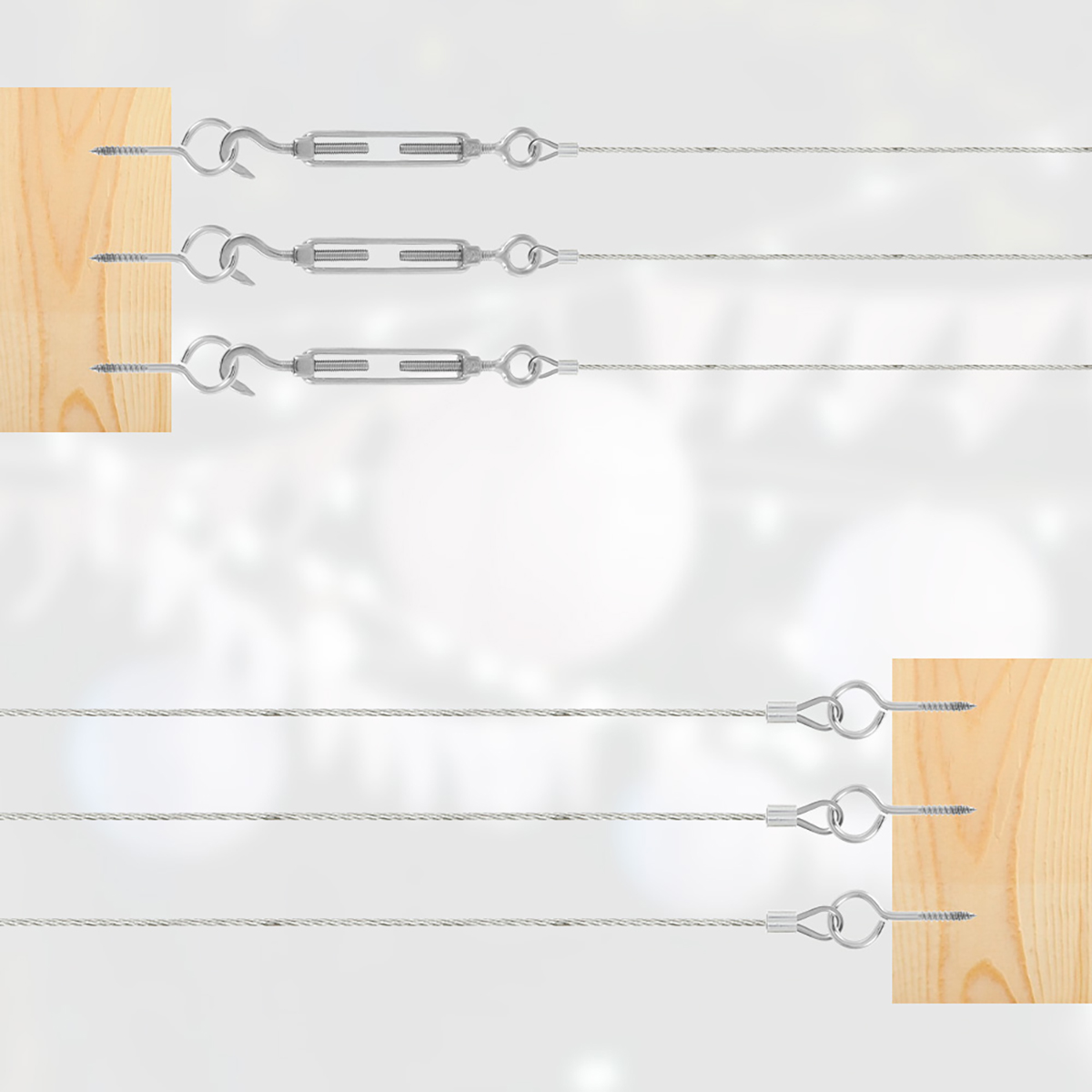 Cable Guardrail Ropes PVC Steel Coated Flexible Wire Clothesline Fence Roll with Stainless Steel Hooks