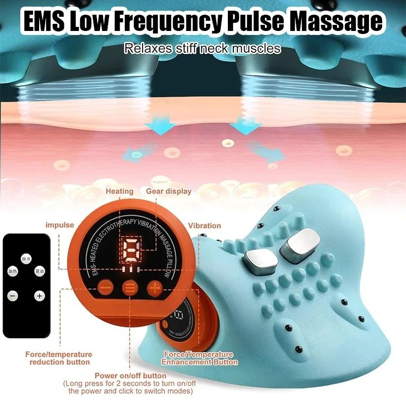 Electric Cervical Neck Massager With Traction Pillow And Acupoint Therapy