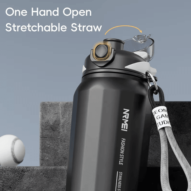 HydroCarry One-Button Thermos Bottle – Large Capacity Stainless Steel Vacuum Flask with Rope