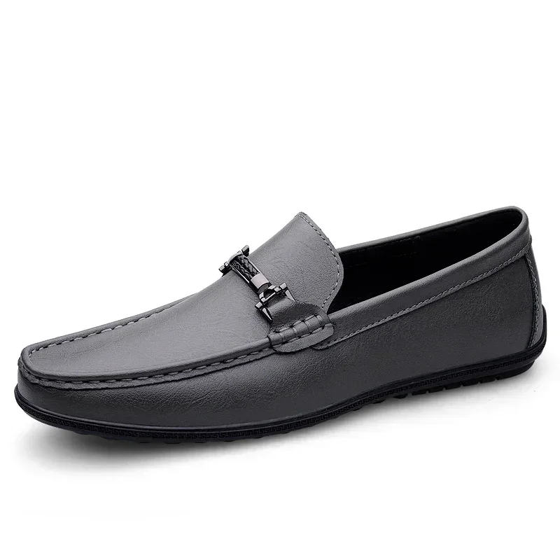 New Casual Men Slip-On Shoes, Luxury Leather Blue Loafers, Handmade Business Driving Flats