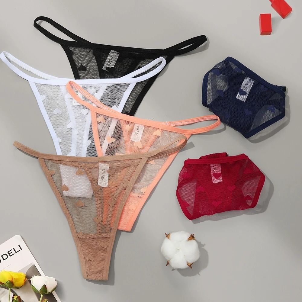 Sheer Lace Low Waist Thong Panties for Women
