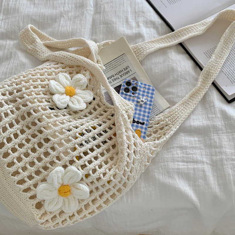 Women Knitted Shoulder Bag Chic lightweight Summer Beach Tote Large Capacity Casual Top Handle Hobo Handbag