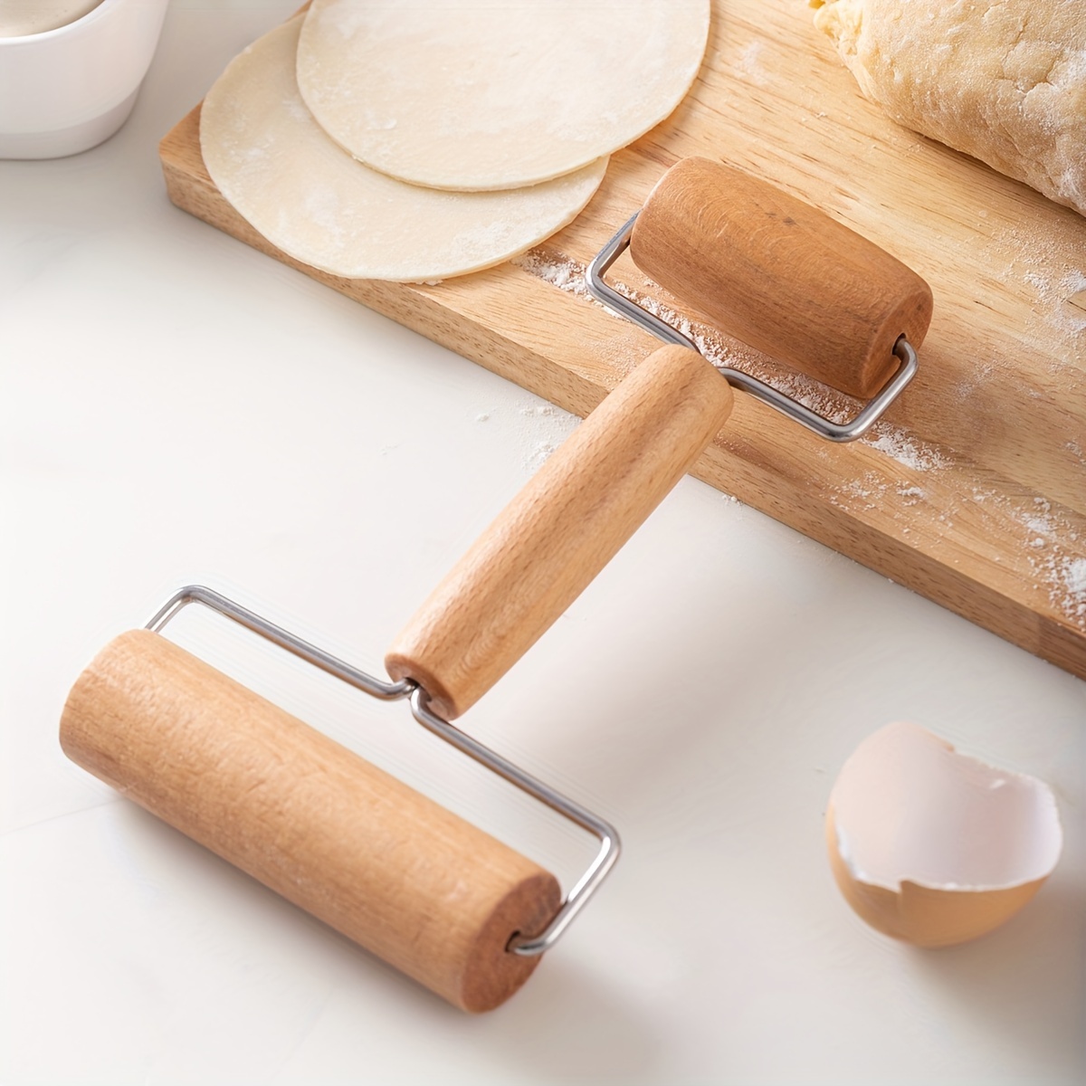 Double Dough Roller for Pottery, Ceramic, Polymer Clay, Wooden Roller for Diamond Rhinestone Embroidery