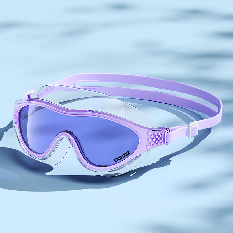 Anti Fog Swimming Goggles with UV Protection Large Frame Adjustable Silicone Fit