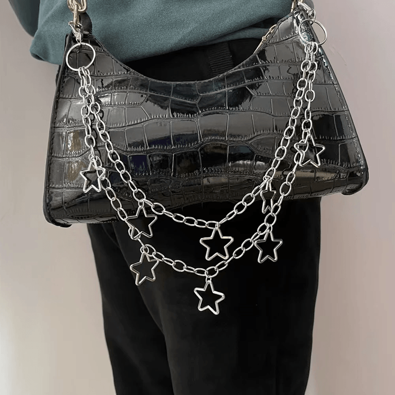 StreetEdge Metal Crescent Geometric Bag Chain For Men & Women