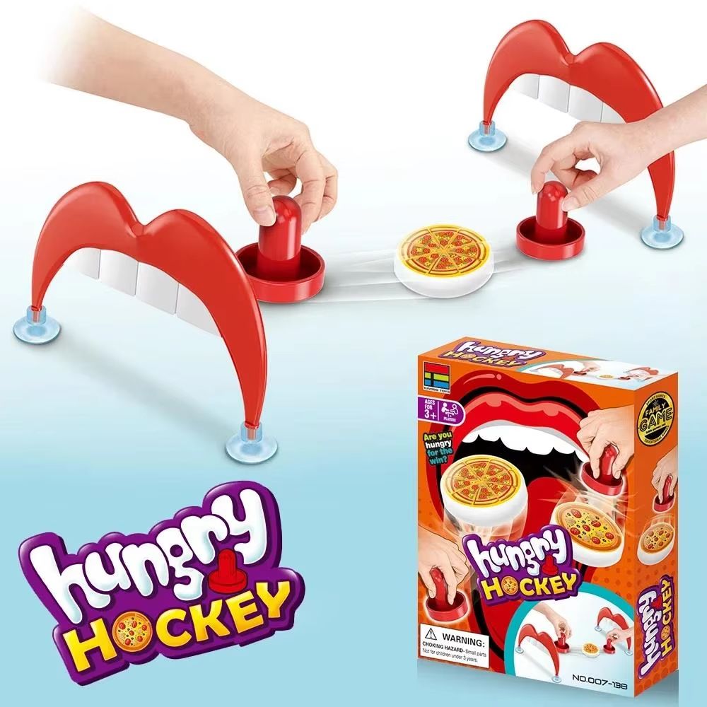 Desktop Ice Hockey Game Pizza-Themed Tabletop Set (Compact Family Challenge)