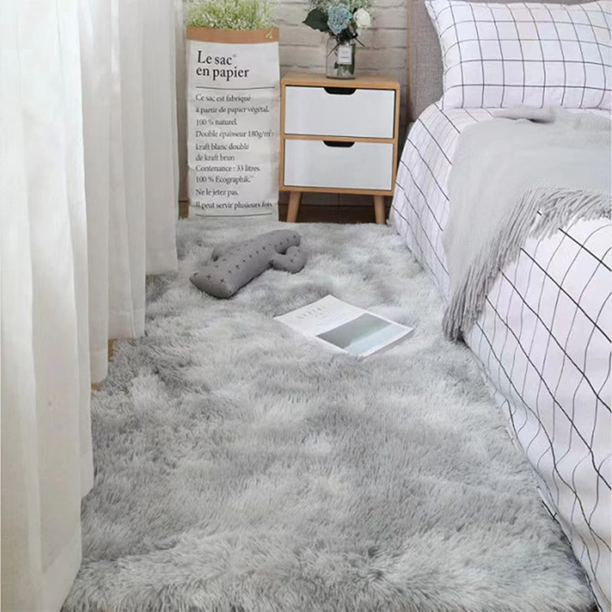 Ultra Soft Fluffy Area Rug – Non-Slip Shaggy Bedroom & Living Room Carpet