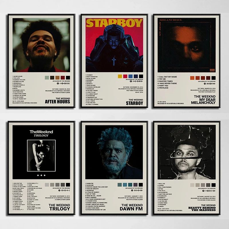 The Weeknd Hip Hop Canvas Poster Modern Album Wall Art Music Room Decor