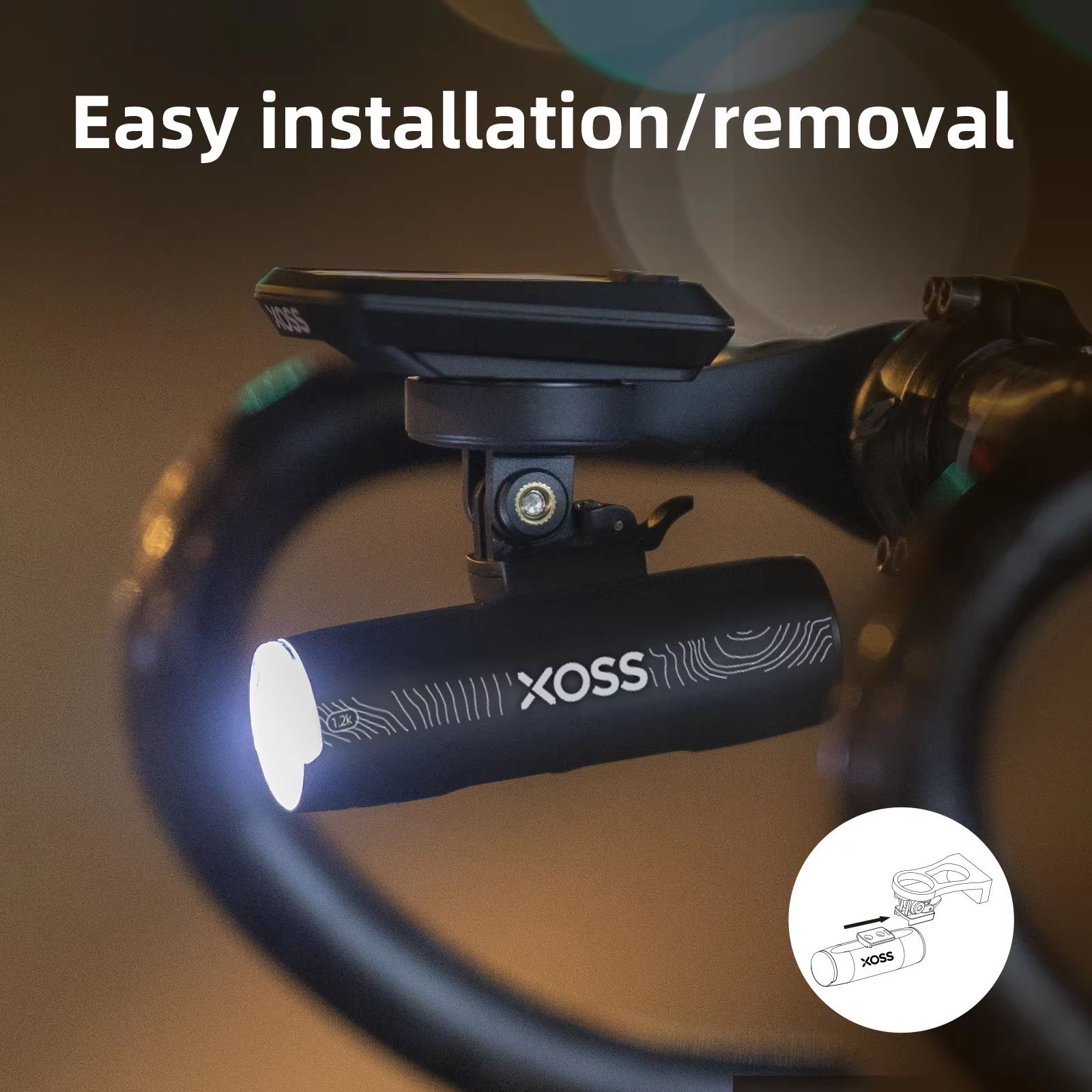 XOSS XL1200 Bike Headlight – 200–3000 Lumen Waterproof Rechargeable Front Bicycle Light with Aluminum Body