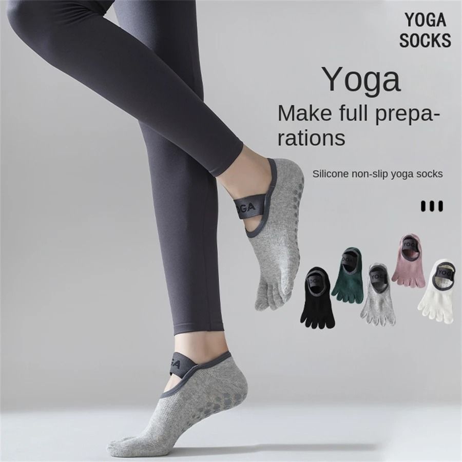 Womens Five Finger Yoga Socks – Non-Slip Cotton Pilates and Fitness Socks