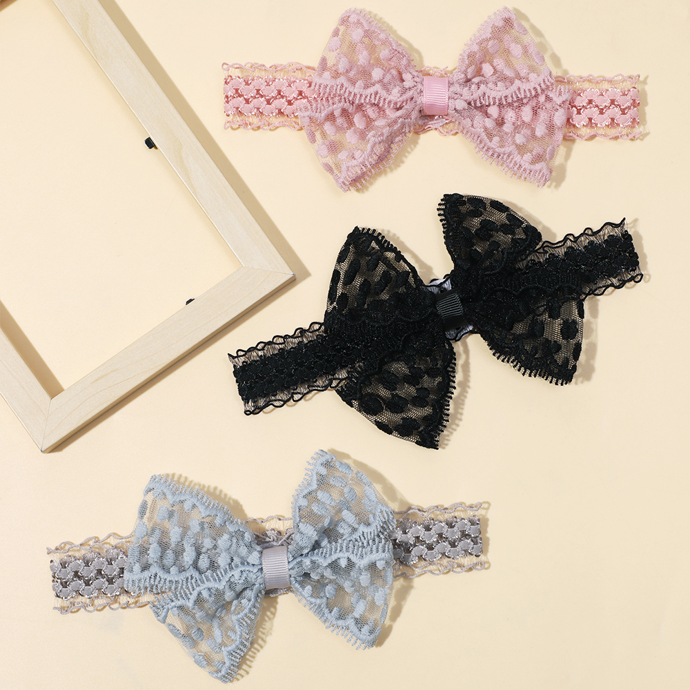 Newborn Turban Baby Lace Headband for Girls, Soft Elastic Nylon Princess Hair Bands, Toddler Headwear