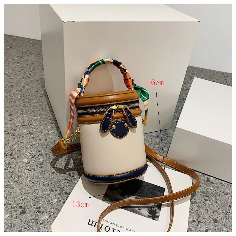 Exquisite Cylinder PU Leather Bucket Bag