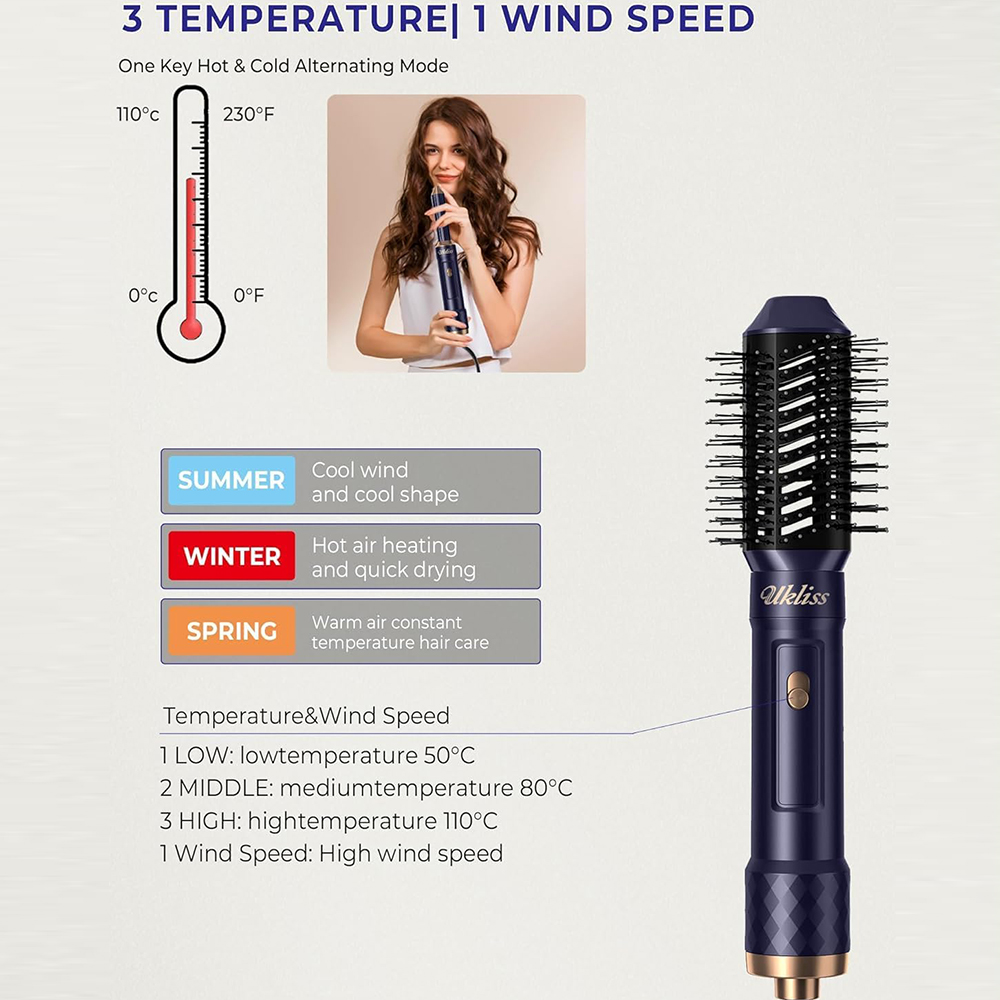Blow Dryer Brush, Negative Ionic Hair Dryer Brush Set, Auto Air Curling Iron, Thermal Brush