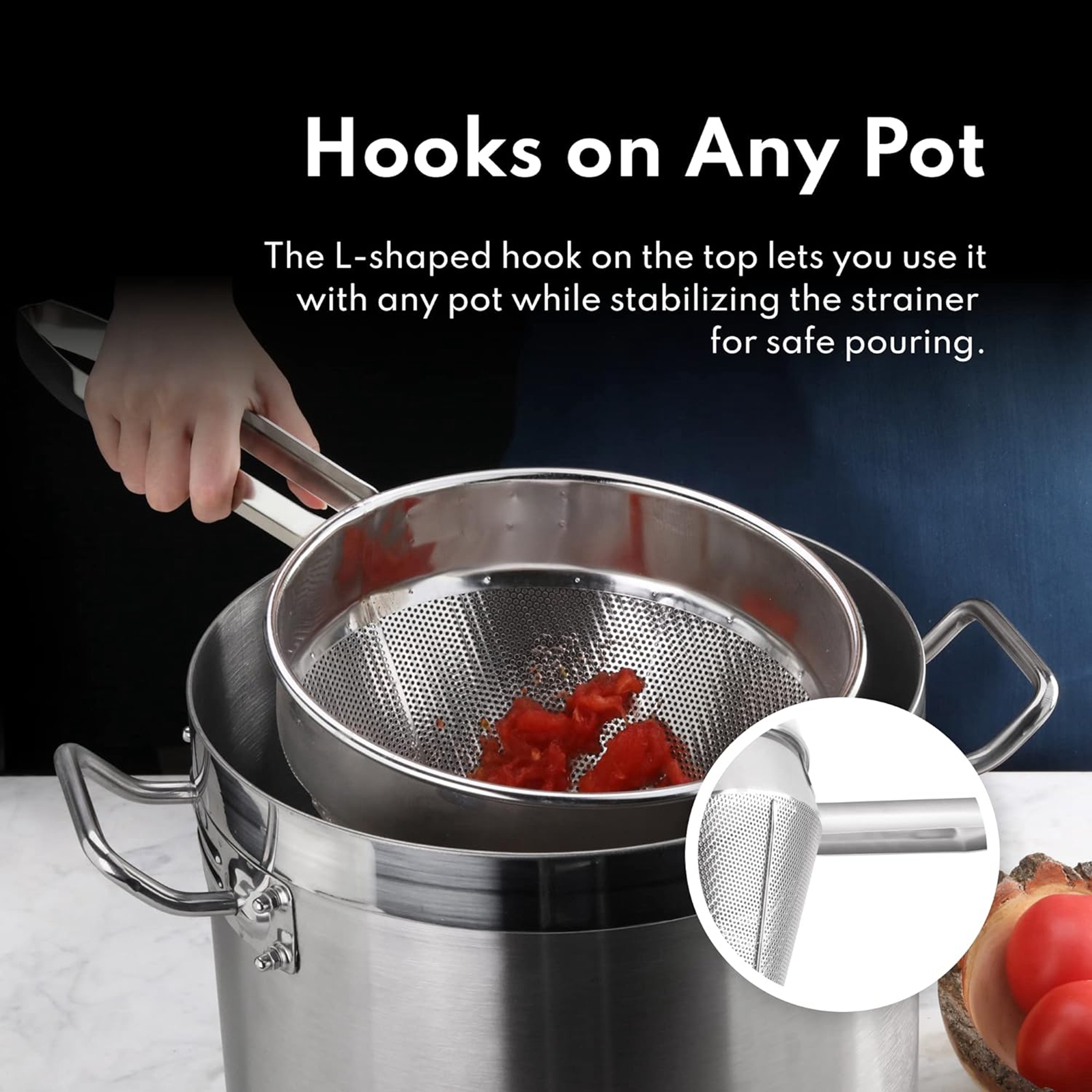 Stainless Steel Bouillon Strainer China Cap Strainer Utensil Easy to Clean Cooking Filter Basket Durable Colander Fine M