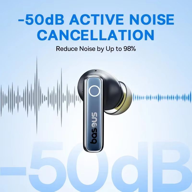 Baseus Bowie 30 Wireless Earbuds – 50dB Noise Cancelling Bluetooth 5.3 Headphones with 65Hrs Playtime & Deep Bass