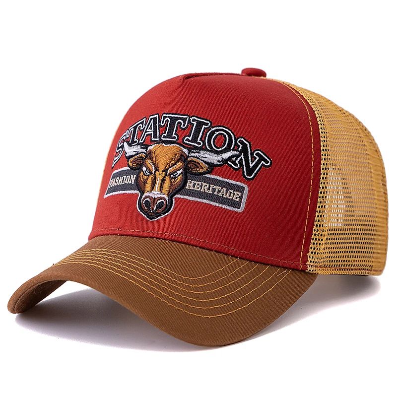 Bulls Head Mesh Trucker Hat – Adjustable Snapback Summer Baseball Cap