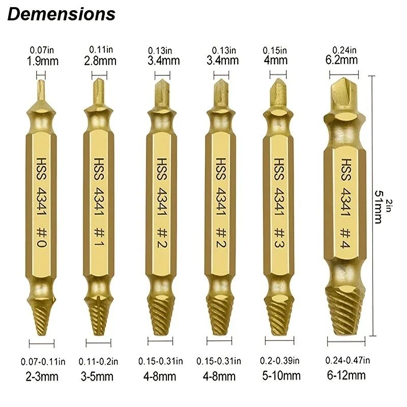 Damaged Screw Extractor Set HSS Drill Bits for Stripped, Broken, Stuck Screws, Easy Removal Tool Kit for Power Drills
