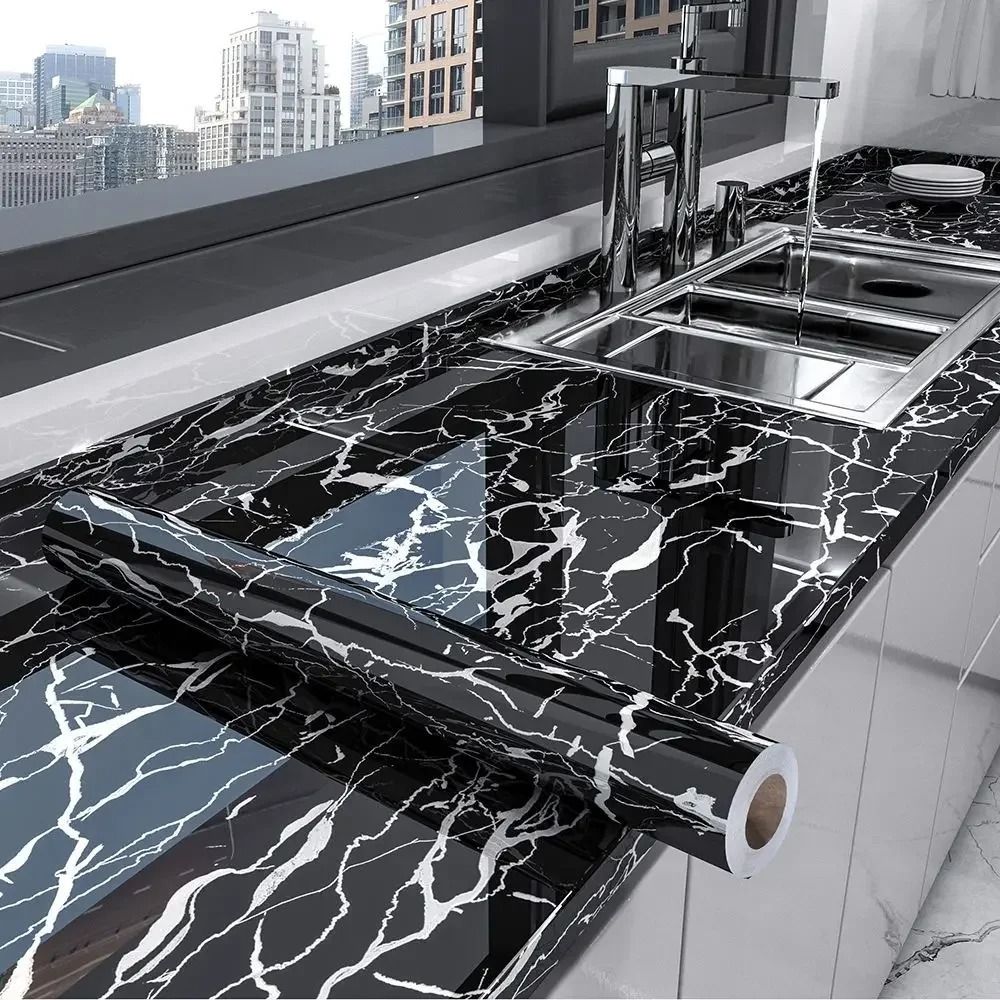 Waterproof Marble Peel and Stick Wallpaper – Modern Self-Adhesive Kitchen & Bathroom Contact Paper