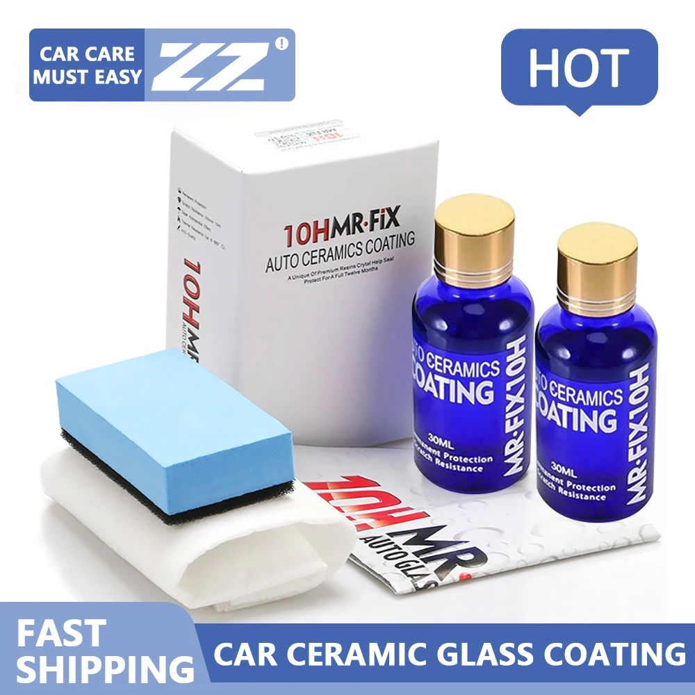 HydroShield 10H Ceramic Car Coating – 2pcs 30ml Anti-Scratch Hydrophobic Paint Protection Polish