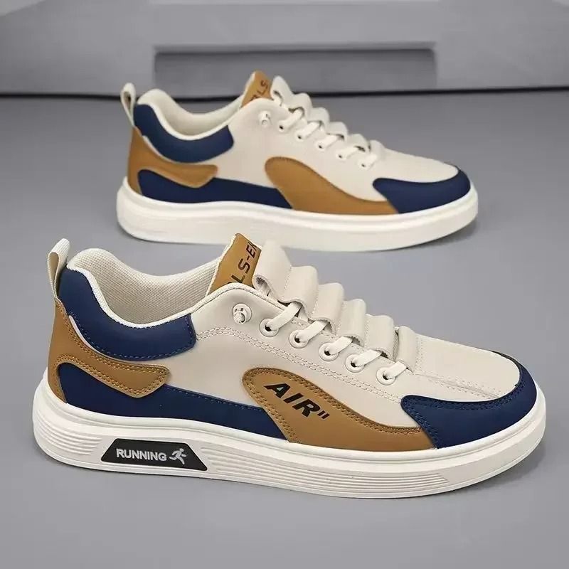 Men Leather Low Top Casual Sneakers Trendy Running Style
