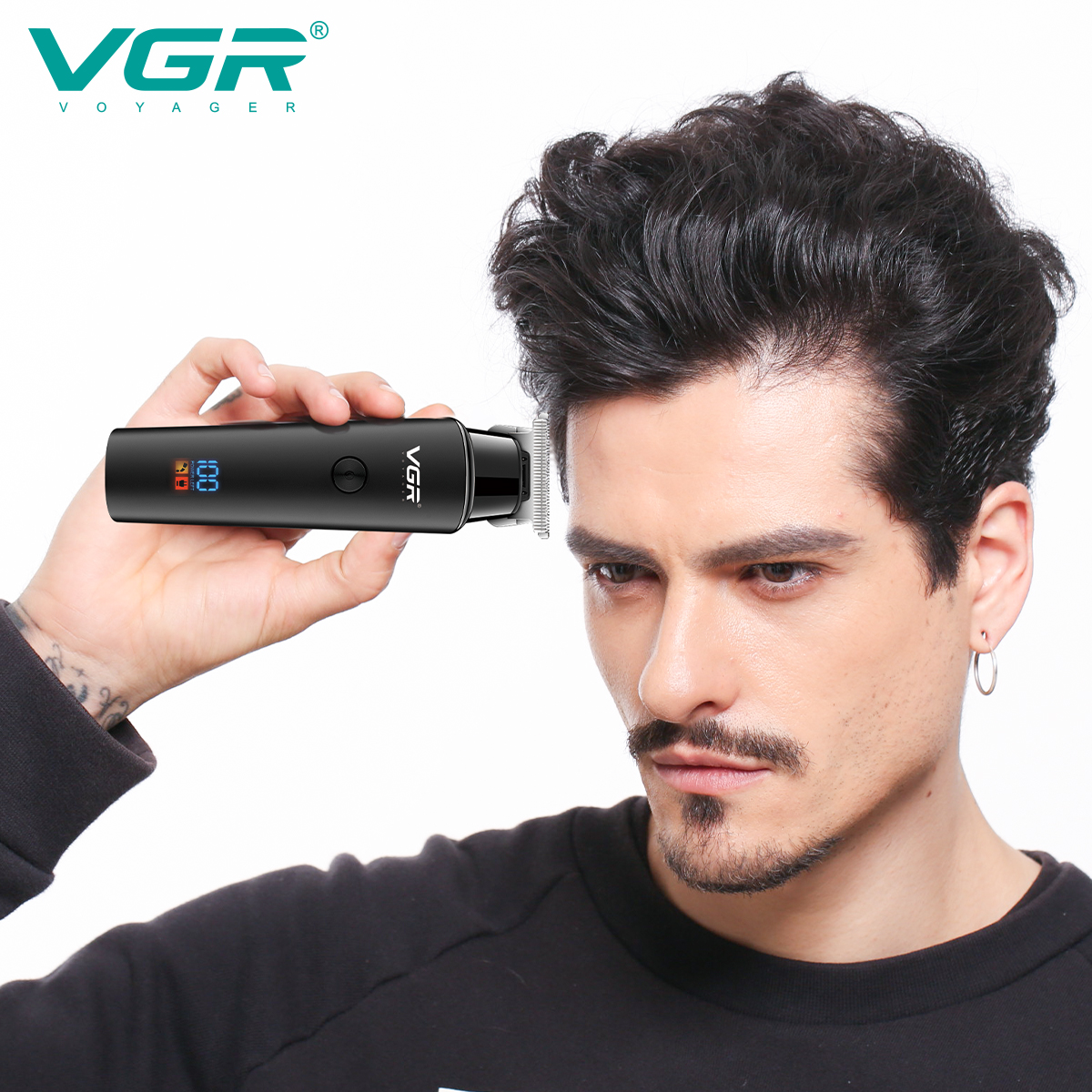 VGR Hair Trimmer Professional Electric Trimmers Cordless Hair Clipper Rechargeable LED Display for Men