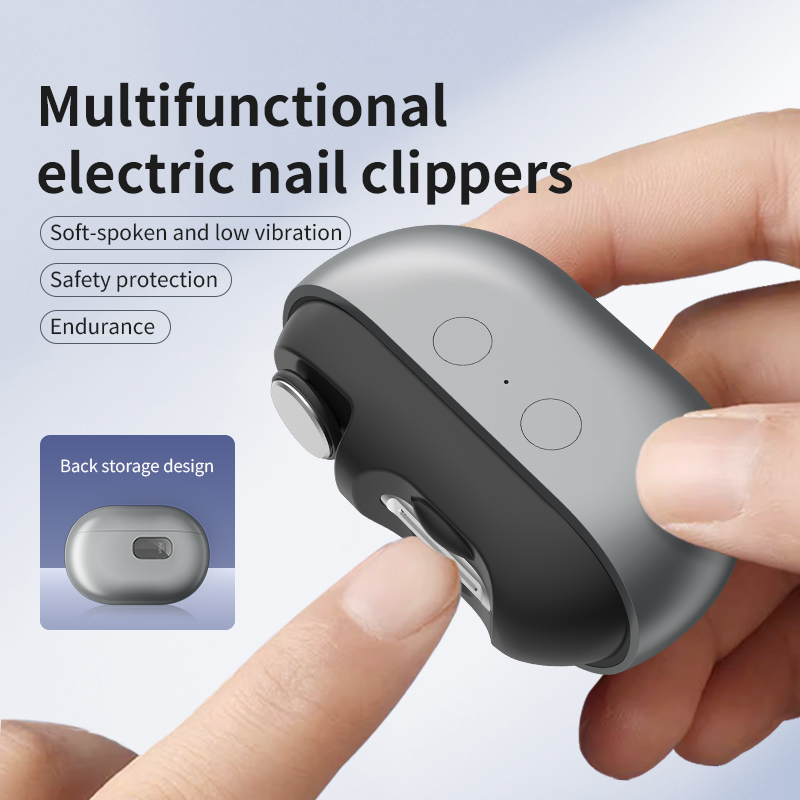 Rechargeable Electric Nail Clipper and Polisher with LED Light Dual Speed Automatic Nail Trimmer