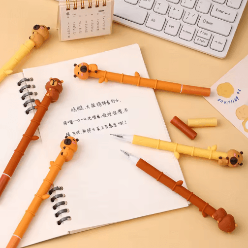 CapiCute Capybara Gel Pen Set – 3PCS Cute Cartoon Gel Pens Bamboo Style