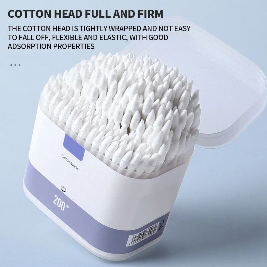 Disposable Double Head Cotton Swabs 200 Pack for Ear Cleaning and Makeup Removal