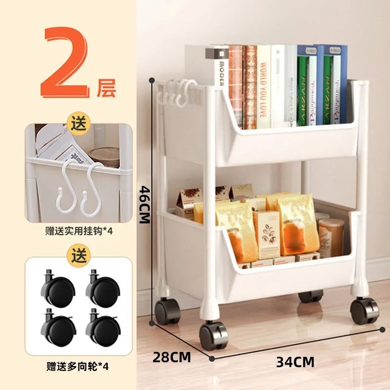 Solid Wood Kitchen Cart with Wheels Rolling Console Storage Trolley