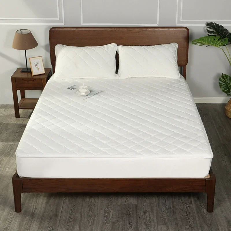 Plush Thicken Quilted Mattress Cover, Warm Soft Crystal Velvet, King Queen Quilted Bed Fitted Sheet