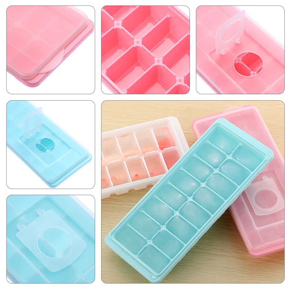 Covered Ice Cube Tray with Lid Reusable Freezer Cube Mold for Jelly and Drinks