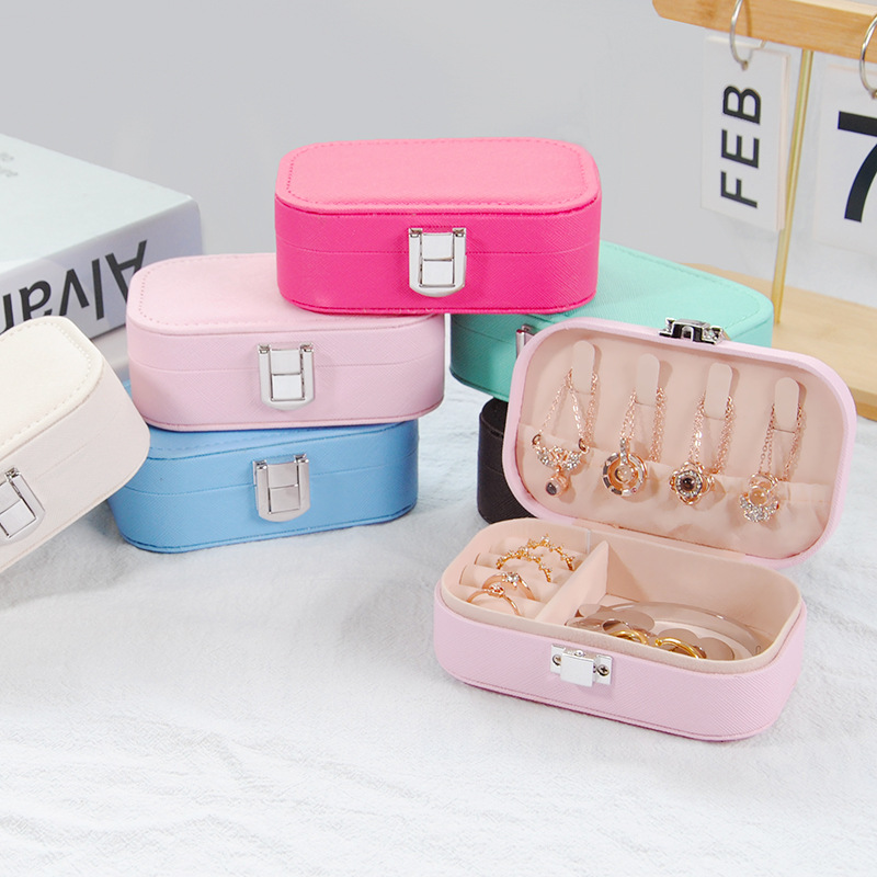 Korean Portable Jewelry Storage Box, Simple Snap Button Earrings Organizer, Necklace Ring Travel Jewelry Case